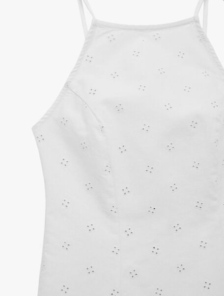 Pamuklu Halter Yaka Nakışlı Bodycon Mini Fisto Elbise