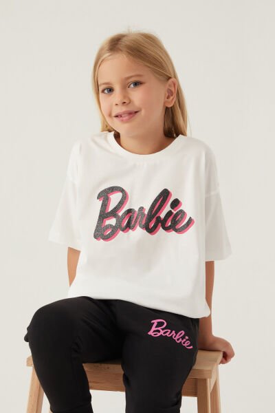 Barbie Barbie Kız Çocuk T-Shırt Süprem  Kumaş Krem - 3-4