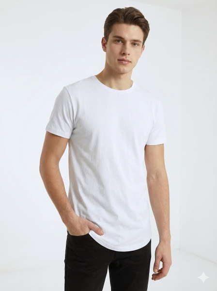 Erkek Oval Kesim (Longline) Basic T-Shirt
