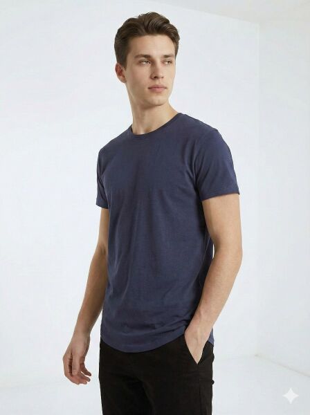 ERKEK OVAL KESİM (LONGLİNE) BASİC T-SHİRT