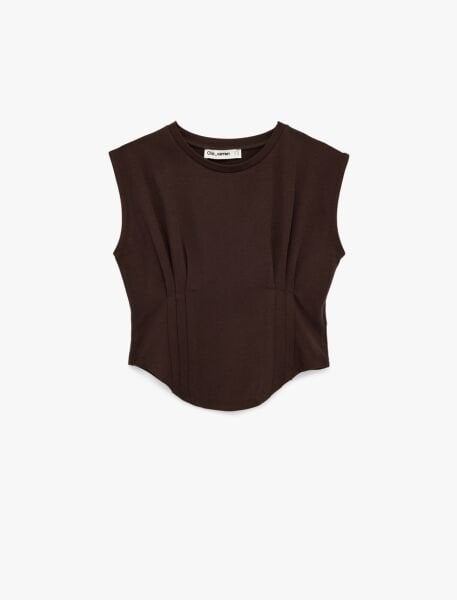 Koton Kahverengi Tişört 6SAL10197IK Kahverengi - XS