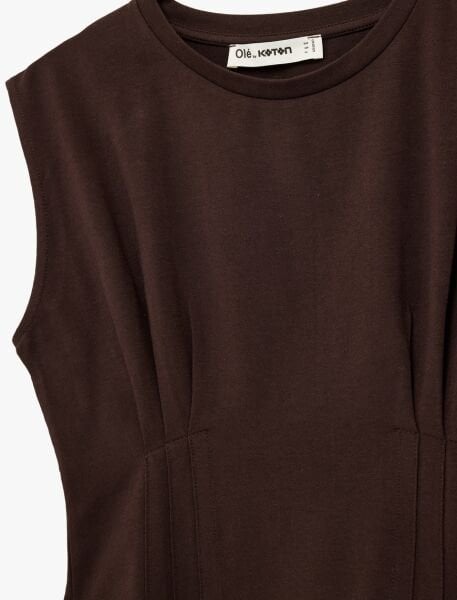 Koton Kahverengi Tişört 6SAL10197IK Kahverengi - XS