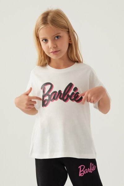 Barbie Barbie Kız Çocuk T-Shırt Süprem  Kumaş Krem - 7-8