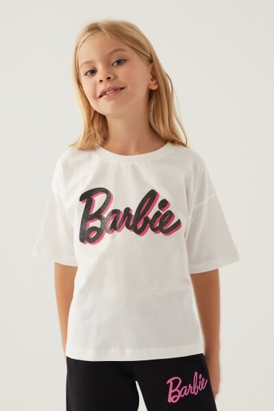 Barbie Barbie Kız Çocuk T-Shırt Süprem  Kumaş Krem - 7-8