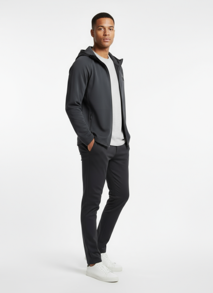 GAMP ÇELİK ÖRME KUMAŞ TAM FERMUARLI HIRKA Siyah - XL