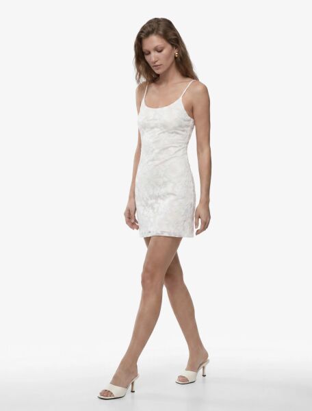 Slim Fit İnce Askılı Dantelli Tül Mini Elbise