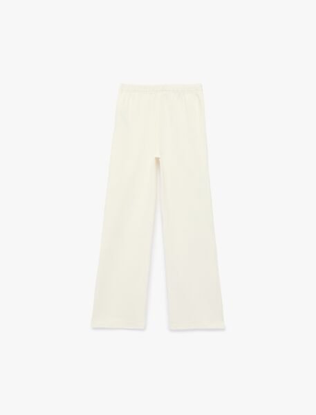 Koton Kız Çocuk Beli Lastikli Normal Paça Pamuklu Basic Pantolon 6Skg40176Ak Ekru - 9-10