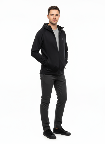 GAMP ÇELİK ÖRME KUMAŞ TAM FERMUARLI HIRKA Siyah - XL