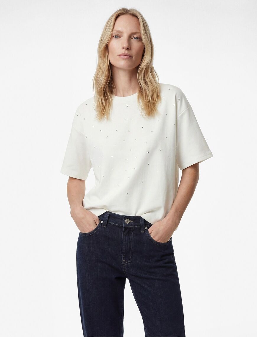 Koton Ekru Tişört 6Sak50185Ek XL - Ekru