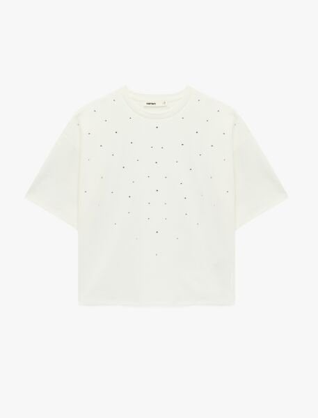 Koton Ekru Tişört 6SAK50185EK XXL - Ekru