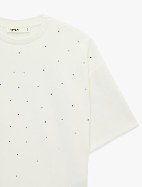 Koton Ekru Tişört 6SAK50185EK XXL - Ekru