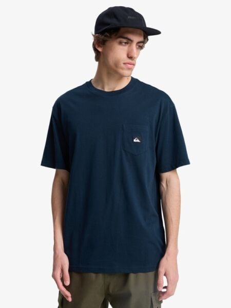 Quiksilver Salt Water Pocket Erkek Kısa Kollu Cepli Pamuklu Tişört Eqyzt08205 XL - Total Eclipse - Solid