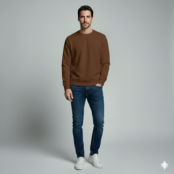 Signature Pamuklu Sweatshirt Bisiklet Yaka Standart Rahat Kalıp (Regular Fit) Erkek/Kadın/Unisex XXL - Ekru