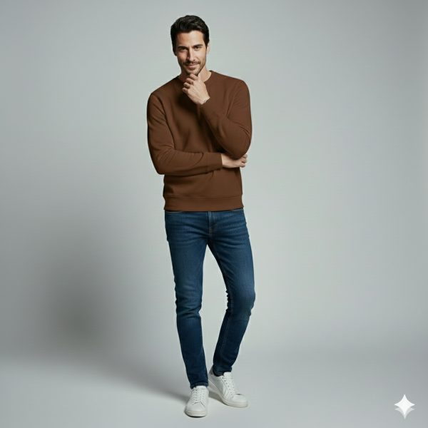 Signature Pamuklu Sweatshirt Bisiklet Yaka Standart Rahat Kalıp (Regular Fit) Erkek/Kadın/Unisex XXL - Ekru