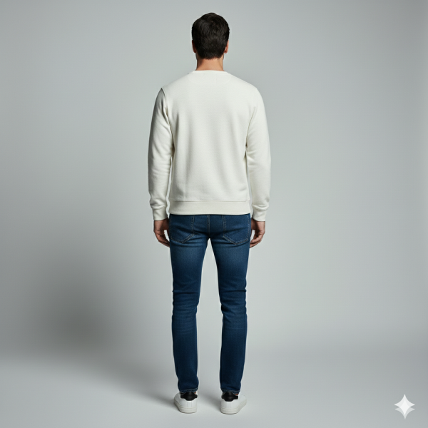 Signature Pamuklu Sweatshirt Bisiklet Yaka Standart Rahat Kalıp (Regular Fit) Erkek/Kadın/Unisex XXL - Ekru