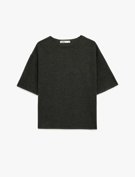 Koton Kahverengi Tişört 6SAK50197EK Antrasit - XXL