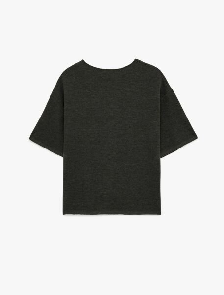 Koton Kahverengi Tişört 6SAK50197EK Antrasit - XXL