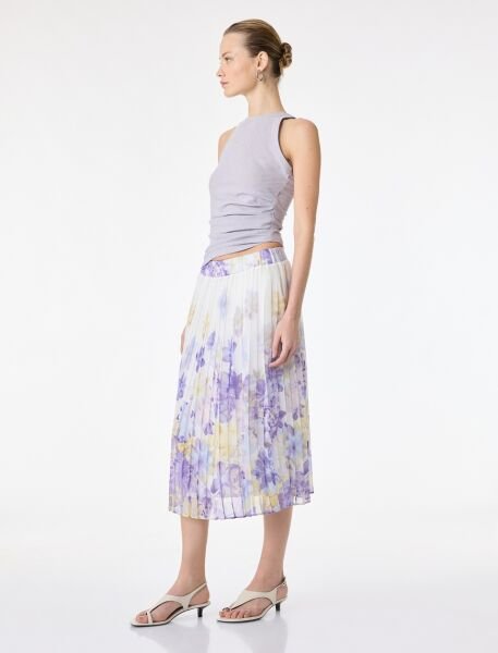 Koton Ekru Desenli Etek 6Sak70059Uw 42 - Ekru