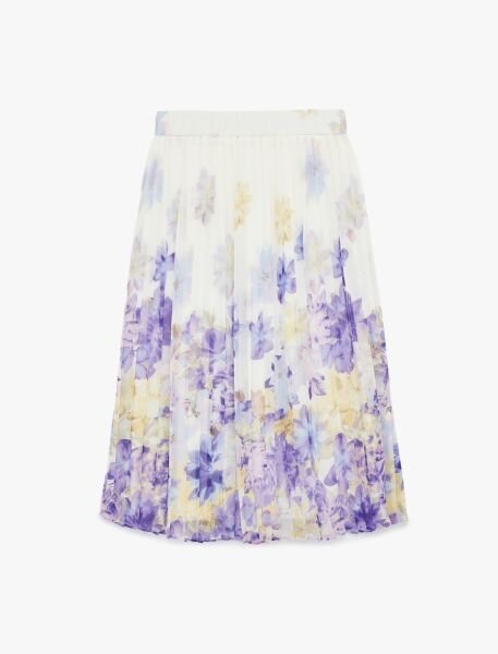 Koton Ekru Desenli Etek 6Sak70059Uw 42 - Ekru