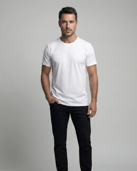 Premium Pamuklu Tişört Bisiklet Yaka Standart Rahat Kalıp (Regular Fit) Erkek/Kadın/Unisex