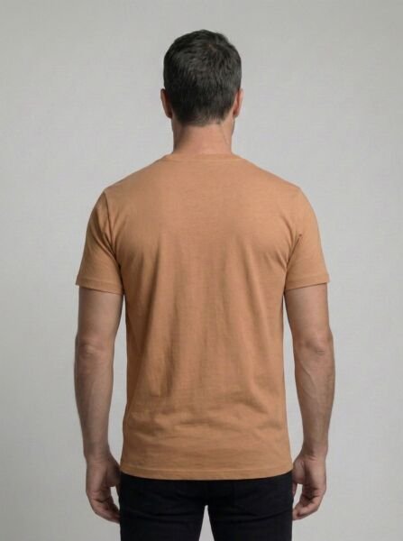 Premium Pamuklu Tişört Bisiklet Yaka Standart Rahat Kalıp (Regular Fit) Erkek/Kadın/Unisex Kahverengi - XXL