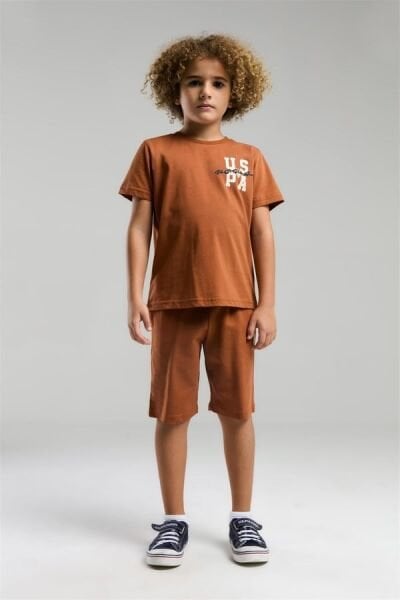 U.S. Polo Erkek Çocuk Bermuda Takım Süprem Örme Kumaş Kahverengi - 7-8