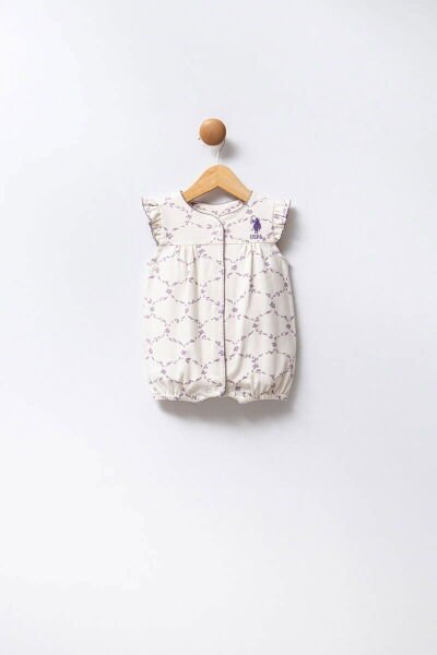 U.S. Polo Kız Bebek Tulum İnterlok  Kumaş Beyaz - 12-18 Ay