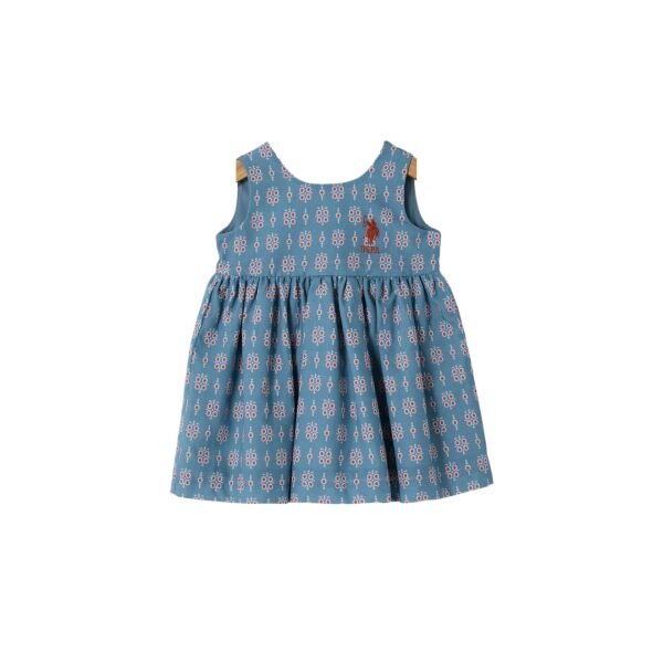 U.S. Polo Kız Bebek Elbise Poplin  Kumaş Mavi - 3 Yaş