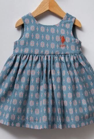 U.S. Polo Kız Bebek Elbise Poplin  Kumaş Mavi - 3 Yaş