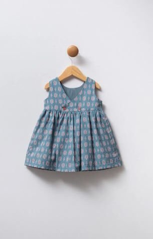 U.S. Polo Kız Bebek Elbise Poplin  Kumaş Mavi - 3 Yaş