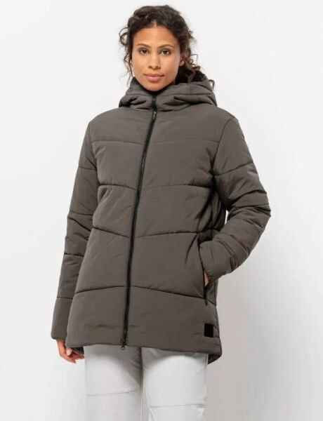 Jack Wolfskin KAROLINGER LONG JKT W Kadın Mont Kahverengi - XS