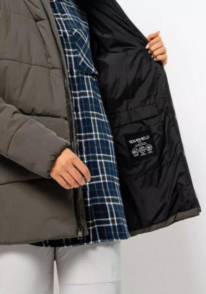 Jack Wolfskin KAROLINGER LONG JKT W Kadın Mont Kahverengi - XS