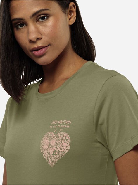 Jack Wolfskin Discover Heart T W Kadın Tişört Yeşil - S