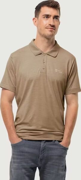 Jack Wolfskin Travel Polo M Erkek Polo Yaka Tişört Bej - S