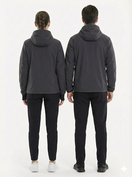 Gamp Unisex Kapüşonlu Parmak Geçmeli Softshell Mont Siyah - M