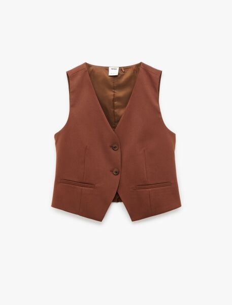 Koton Kahverengi Yelek 6Sak20031Pw Kahverengi - 42