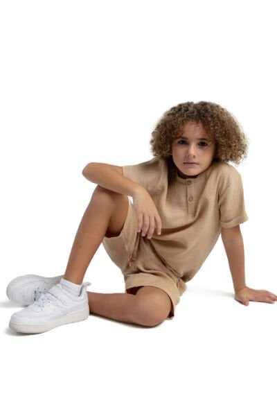 Rolypoly Erkek Çocuk Bermuda Takım Müslin Dokuma Kumaş