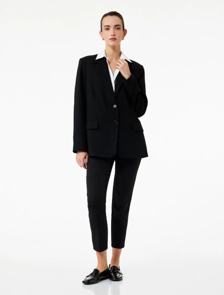 Cepli Yüksek Bel Slim Fit Cigarette Pantolon