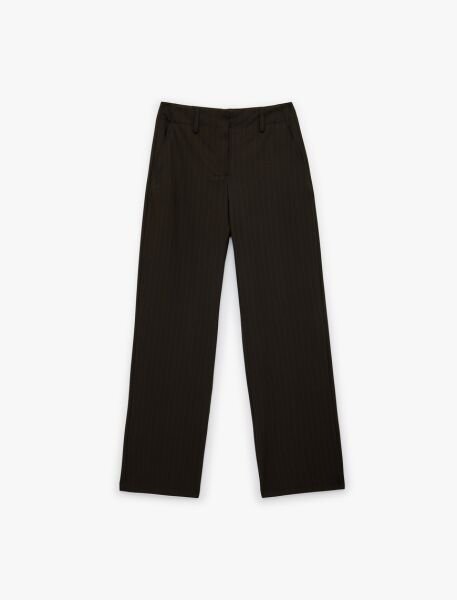 Koton Kahverengi Çizgili Pantolon 6Sak40193Uw Kahverengi - 42
