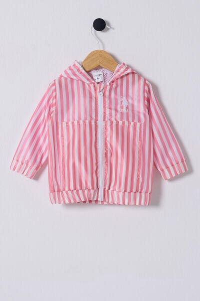 U.S. Polo Kız Bebek Yağmurluk Dokuma Kumaş  Kumaş Pembe - 24-36 Ay