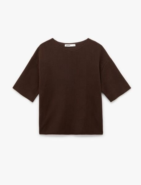 Koton Kahverengi Tişört 6SAK50197EK Antrasit - XXL