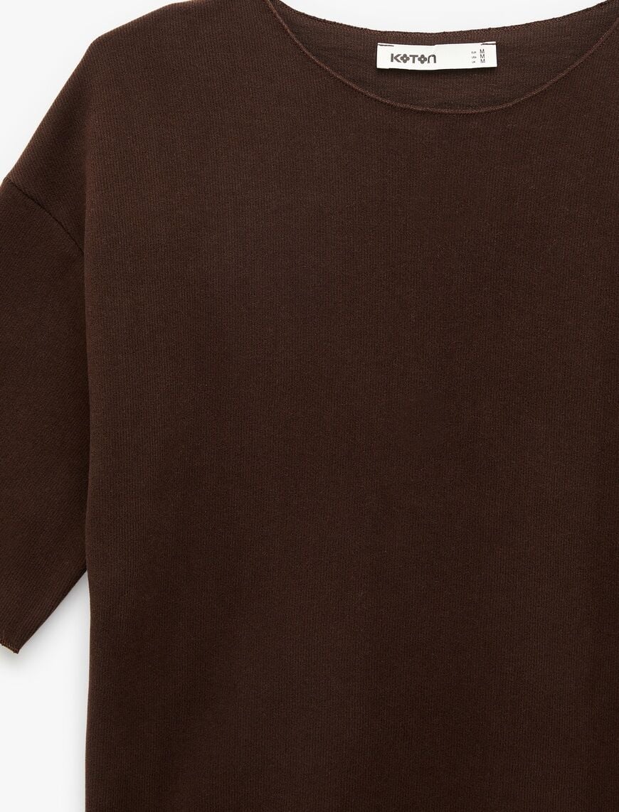 Koton Kahverengi Tişört 6SAK50197EK Antrasit - XXL