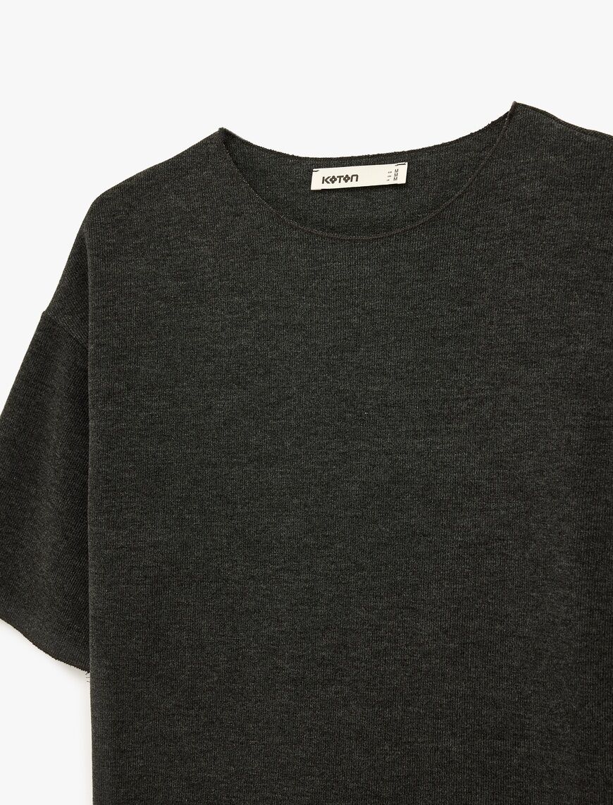Koton Kahverengi Tişört 6SAK50197EK Antrasit - XXL