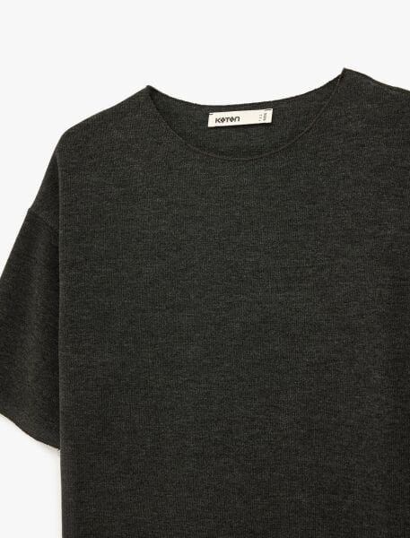 Koton Kahverengi Tişört 6SAK50197EK Antrasit - XXL