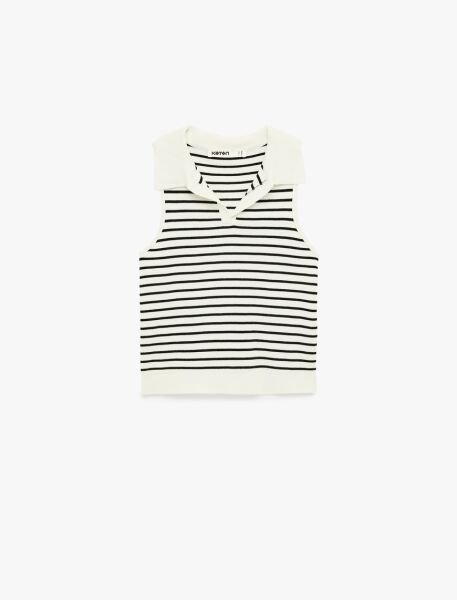 Koton Siyah Çizgili Atlet 6Sak30001Ht Siyah - XS