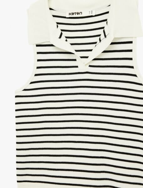 Koton Siyah Çizgili Atlet 6Sak30001Ht Siyah - XS