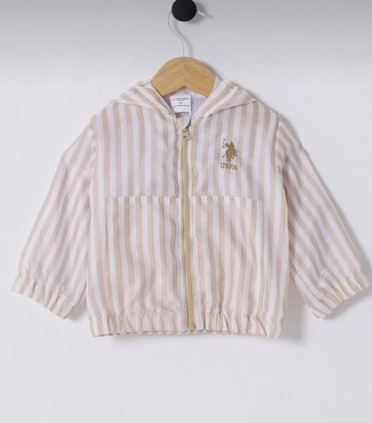 U.S. Polo Erkek Bebek Yağmurluk Dokuma Kumaş  Kumaş Bej - 24-36 Ay