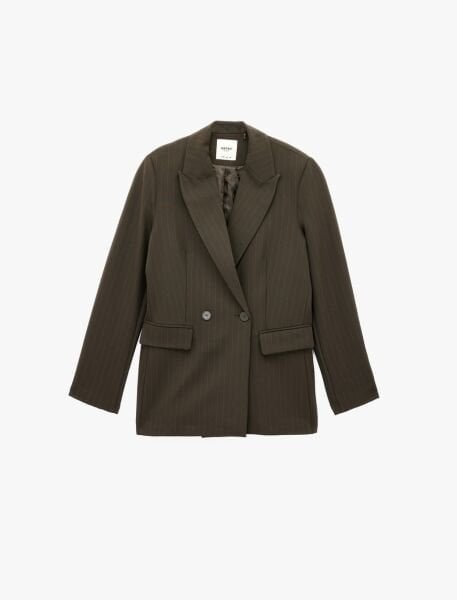 Koton Kahverengi Çizgili Ceket 6SAK50045UW Kahverengi - 42