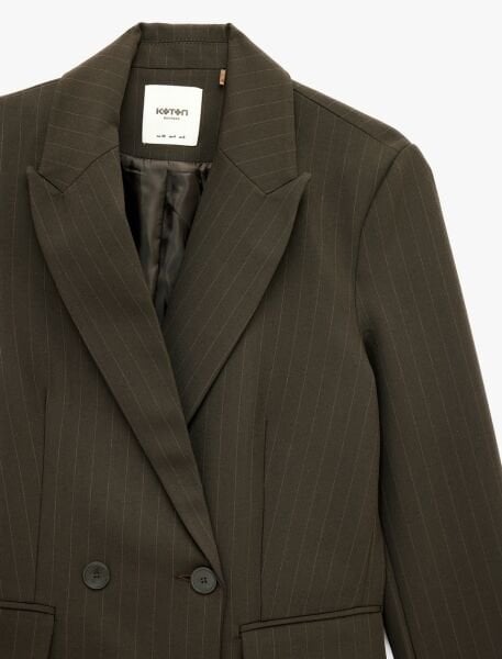 Koton Kahverengi Çizgili Ceket 6SAK50045UW Kahverengi - 42