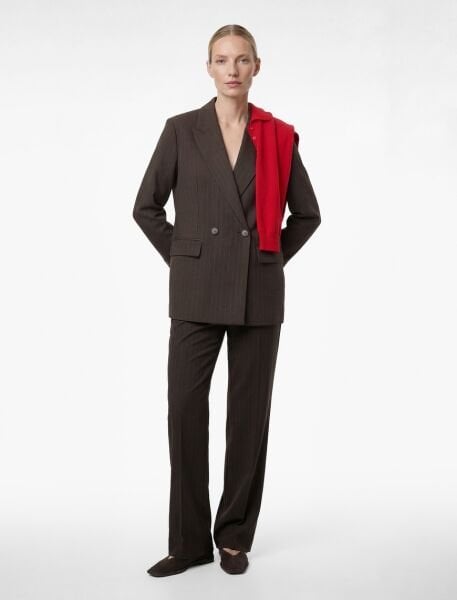 Koton Kahverengi Çizgili Ceket 6SAK50045UW